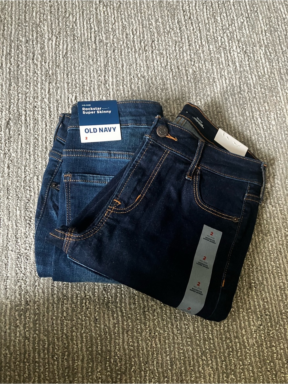 Old Navy Pair of 2 New Dark Blue Skinny Jeans - Rockstar Style